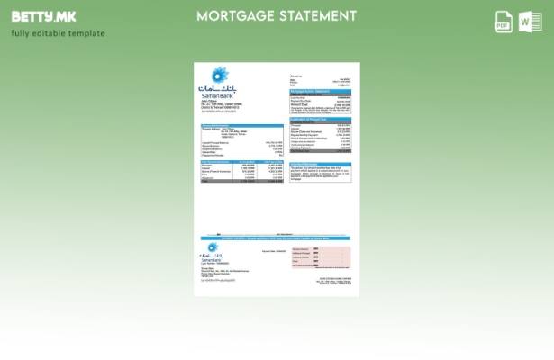 модерен стил Иран Саман банка изјава за хипотека Шаблон Word и PDF шаблон